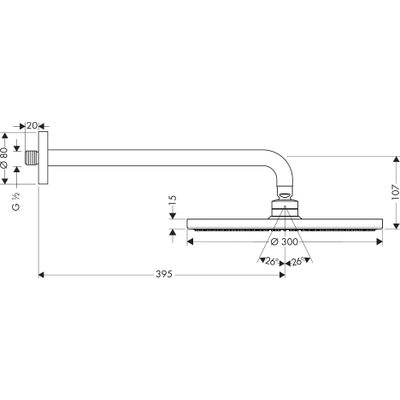 Hansgrohe Raindance s air 300 ecosmart pomme de douche avec bras de douche chrome