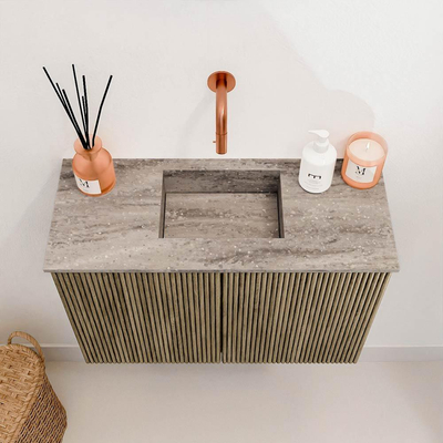 Mondiaz JOYA-DLUX Meuble de toilette 60cm - couleur Dusk - Vasque FAYE position Milieu Sans trou de robinet couleur Oza