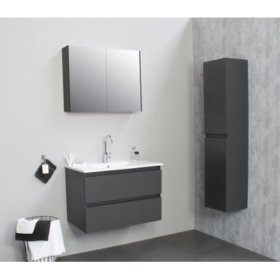 Basic Bella Tabliers latéraux pour armoire toilette 60x14x2cm Anthracite mat