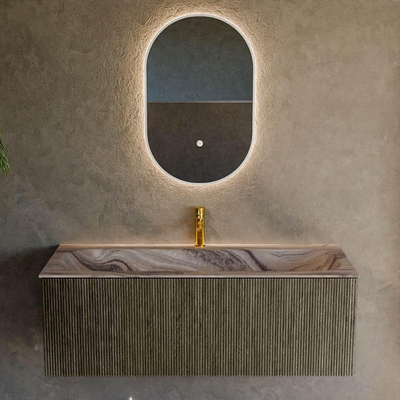 MONDIAZ KURVE-DLUX 120cm badmeubel kleur Shadow met 1 lade en 0 deuren. Wastafel BIG LARGE Midden 1 kraangat Sombra.