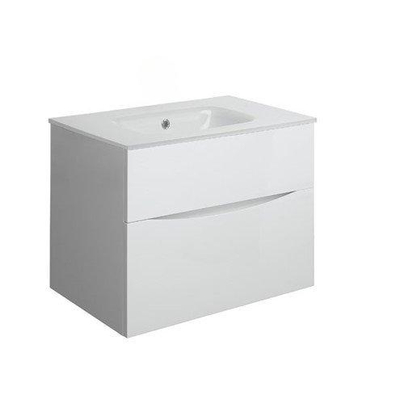 Crosswater Glide II ensemble de meubles de salle de bain - 70x45x52cm - 2 tiroirs sans poignée softclose - blanc brillant - sans trou de robinetterie - blanc