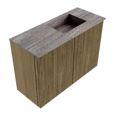 Mondiaz JOYA-DLUX 60cm toiletmeubel - kleur Dusk - Wastafel FAYE positie Rechts 1 kraangat kleur Oza.
