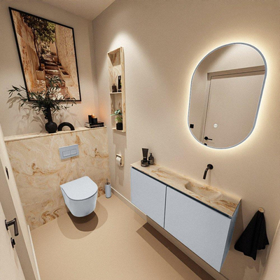 MONDIAZ TURE-DLUX 100cm toiletmeubel Clay. EDEN wastafel Frappe positie rechts. Zonder kraangat.