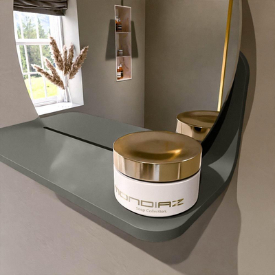 Mondiaz SPOT Miroir de salle de bains - rond 30cm - tablette de miroir - couleur Smoke