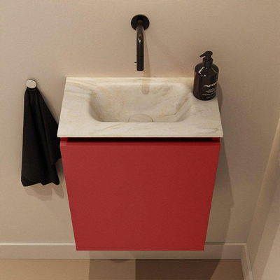 MONDIAZ TURE-DLUX Meuble WC 40cm Fire. EDEN lavabo Ostra position milieu. Sans trou de robinet.