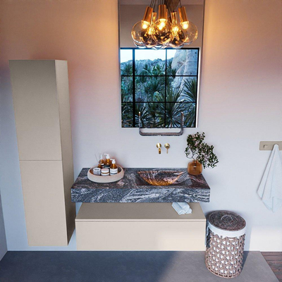 MONDIAZ ALAN - DLUX Ensemble de meuble de salle de bains - 110cm - meuble bas - Linen - 1 tiroir - lavabo suspendu - vasque à droite - 0 trous de robinet - Lava