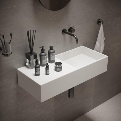 Ideavit Solidplan Wastafel 75x32.5x15cm rechthoek 0 kraangaten 1 wasbak Solid surface wit