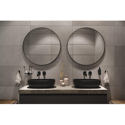 Haceka Deco miroir - 80x80cm - rond - noir mat