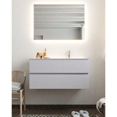 Mondiaz VICA ensemble de meuble de salle de bain - 100cm - meuble sous-vasque cale - 2 tiroirs - lavabo moon droite - 1 trou de robinet - miroir LED - version XL 60cm haut