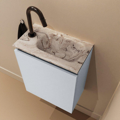 MONDIAZ TURE-DLUX Meuble toilette - 40cm - Clay - EDEN - vasque Glace - position droite - 1 trou de robinet