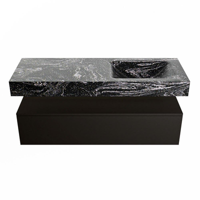 Mondiaz ALAN-DLUX Ensemble de meuble - 130cm - meuble Urban mat - 1 tiroir - Lavabo Cloud Lava suspendu - vasque Droite - 1 trou de robinet