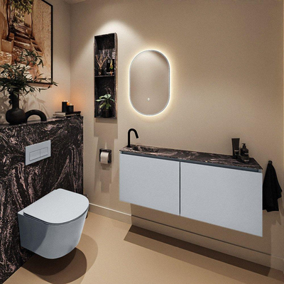 MONDIAZ TURE-DLUX Meuble de toilettes 120 cm Clay. Lavabo EDEN Lava position gauche. Avec 1 trou de robinet.