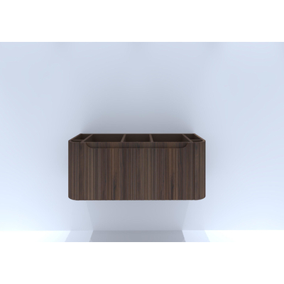 H&R Badmeubelen Juice Wastafelonderkast - 100x45x40cm - afgeronde hoeken - 3D-front - 1 lade - geïntegreerde greep - dark oak