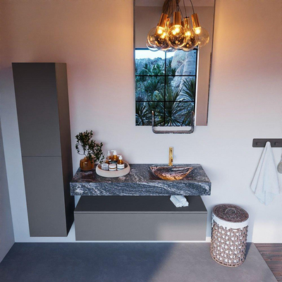 MONDIAZ ALAN - DLUX Ensemble de meuble de salle de bains - 120cm - meuble bas - Plata - 1 tiroir - lavabo suspendu - vasque à droite - 1 trou de robinet - Lava