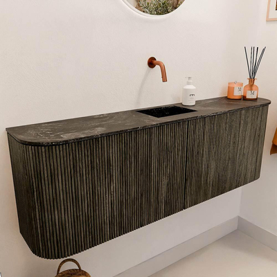 Mondiaz JOYA-DLUX 123.2cm toiletmeubel - ronding links en rechts kleur Shadow - Wastafel FAYE positie Midden Zonder kraangat kleur Lava.