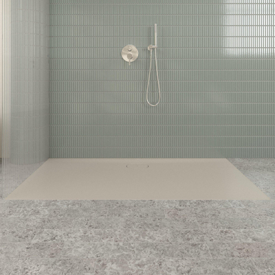 Villeroy & Boch Ecora douchebak - 160x80x3.5cm - afvoer lange zijde - almond (beige)
