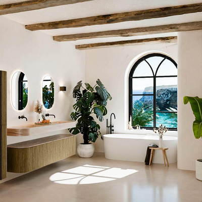 MONDIAZ THOR-DLUX 190cm meuble de salle de bains arrondi gauche + droite couleur Dusk avec 2 tiroirs et 2 portes. Vasque suspendue CLOUD Double sans trou de robinet couleur Saba.