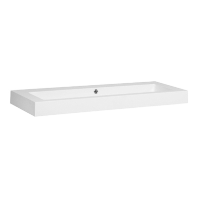 BRAUER Solar Thick wastafel - 120x46x10cm - 1 wasbak - 0 kraangaten - mineraalmarmer - zijdeglans wit