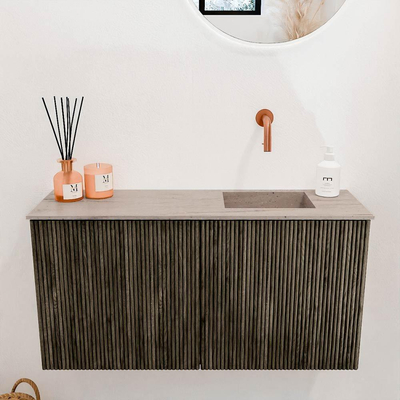 Mondiaz JOYA-DLUX 80cm toiletmeubel - kleur Shadow - Wastafel FAYE positie Rechts Zonder kraangat kleur Saba.