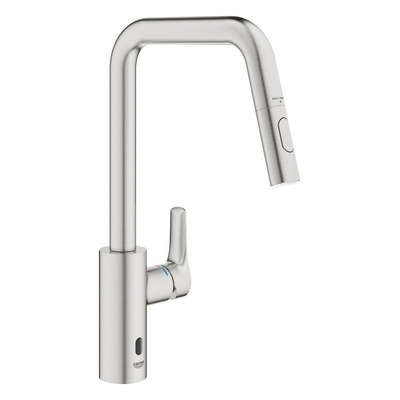 Grohe Eurosmart Mitigeur d'évier - haut - bec pivotant - Supersteel (aspect inox)