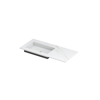 INK Post wastafel - 100x45x1cm - 1 wasbak links - 0 kraangaten - keramiek Calacatta mat