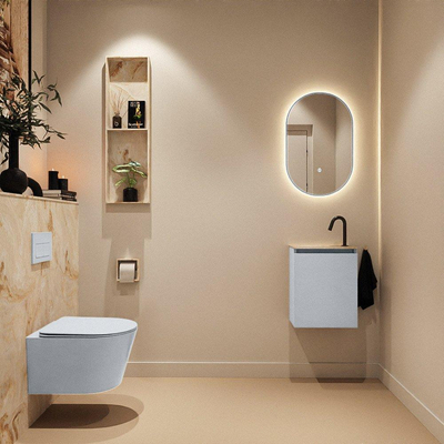 MONDIAZ TURE-DLUX Meuble de toilettes 40 cm Clay. EDEN lavabo Frappe position gauche. Avec 1 trou de robinet.