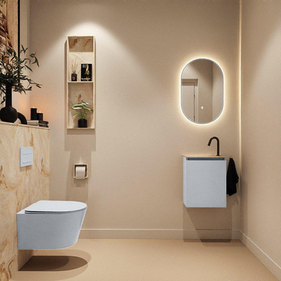 MONDIAZ TURE-DLUX Meuble toilette - 40cm - Clay - EDEN - vasque Frappe - position gauche - 1 trou de robinet