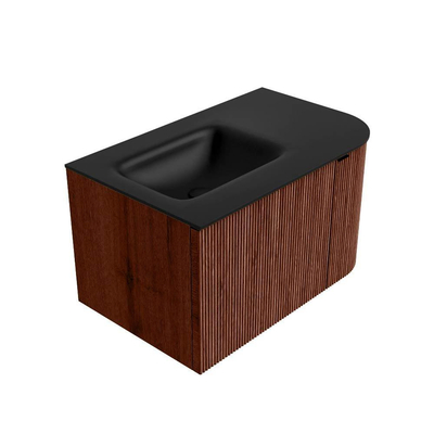 Mondiaz KURVE Badkamermeubelset - 75x46x40cm - 1 lade - 1 deur - wastafel solid surface - links - zonder kraangat - Ruby