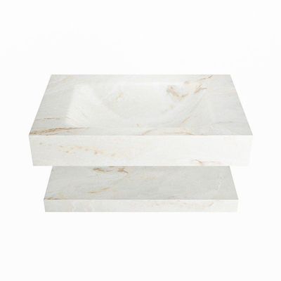 Mondiaz ALAN-DLUX Ensemble de meuble - 70cm - meuble Frappe mat - 0 tiroirs - Lavabo Cloud Frappe suspendu - vasque Centre - 1 trou de robinet