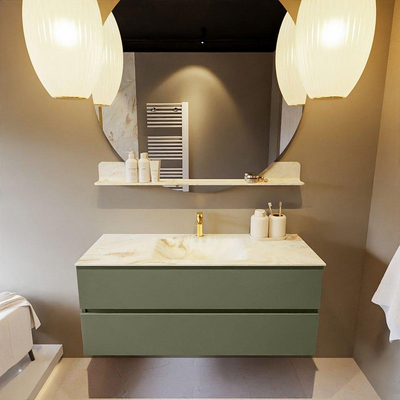 MONDIAZ VICA-DLUX Ensemble meuble de salle de bains - 120cm - sous-meuble army - 2 tiroirs - lavabo encastré cloud central - 1 trou de robinet - version haute 60cm - frape