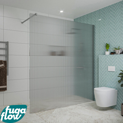 FugaFlow Eccelente Vetro Douche à l'italienne - 180x200cm - verre nervuré - Chrome