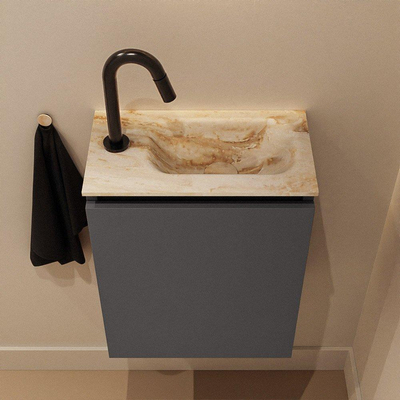 MONDIAZ TURE-DLUX Meuble de toilettes 40 cm Dark Grey. Lavabo EDEN Frappe position droite. Avec 1 trou de robinet.