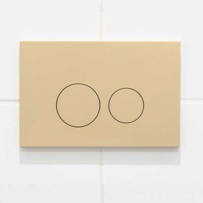 Adema Salina 2.0 Toiletset - 48.5x36x32cm - diepspoel - spoelrandloos - QeramiQ inbouwreservoir - softclose - quickrelease - toiletzitting - beige kunststof bedieningsplaat - ronde knoppen - wit