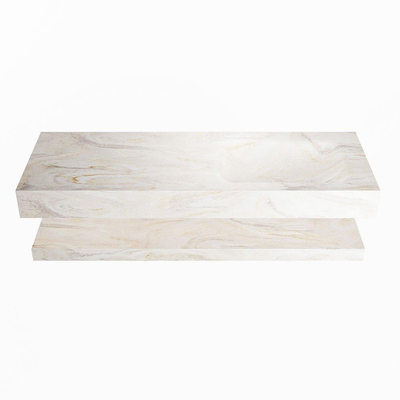 MONDIAZ ALAN - DLUX Badkamermeubelset - 130cm - planchet - Ostra - vrijhangende wastafel - wasbak rechts - 0 kraangaten - Ostra