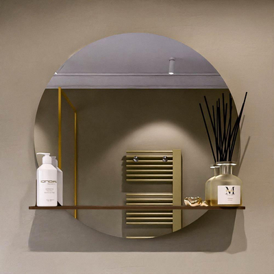 Mondiaz SPOT Miroir de salle de bains - rond 70cm - tablette de miroir - couleur Rouille