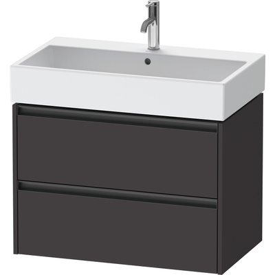 Duravit Ketho.2 Wastafelonderbouwkast - met 2 laden - 78.4x46x54.9cm - met grepen antraciet - grafiet supermat