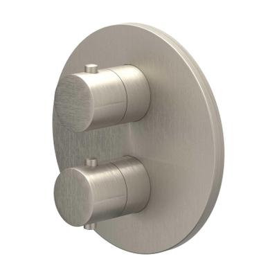 IVY Bond Partie apparente - pour mitigeur thermostatique encastré - inverseur d'arrêt 3 voies - rosace ronde - Nickel brossé PVD