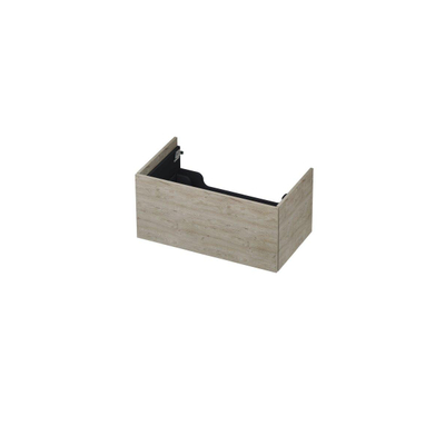 INK Wastafelonderkast - 80x45x37.6cm - 1 lade - push to open - met recht opdekfront - MFC - Greige eiken