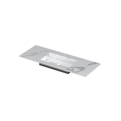 INK Post wastafel - 120x45x1cm - 1 wasbak - 1 kraangat - keramiek Statuario glans