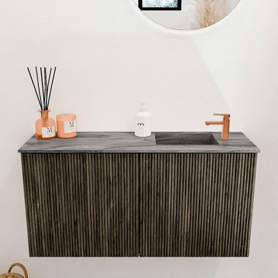 Mondiaz JOYA-DLUX 80cm toiletmeubel - kleur Shadow - Wastafel FAYE positie Rechts 1 kraangat kleur Sombra.
