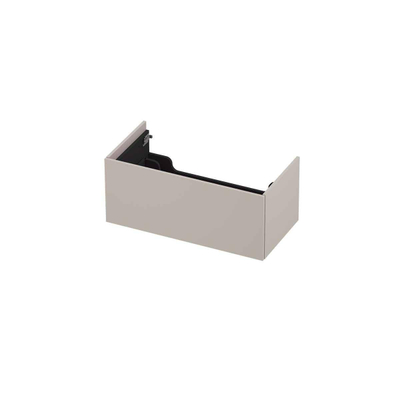 INK Wastafelonderkast - 90x45x35cm - 1 lade - greeploos - met houten keerlijst - MFC - Ivoor eiken