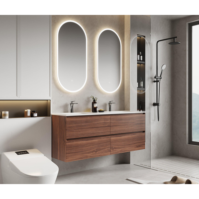 Saniclass Terra Wastafelonderkast - 140cm - 4 lades - kastanje