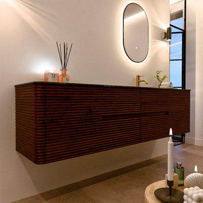 Mondiaz CIRO-DLUX Badkamermeubelset - 190x45x50cm - Solid surface wastafel Lava - 1 wasbak Rechts - 1 kraangat - 4 lades - Ruby