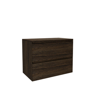 Saniclass Holz Pure Badkamermeubelset - 80x45x60cm - topblad - zonder kraangaten - 2 lades - Eiken Charcoal