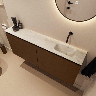 MONDIAZ TURE-DLUX 120cm toiletmeubel Rust. EDEN wastafel Ostra positie rechts. Zonder kraangat.