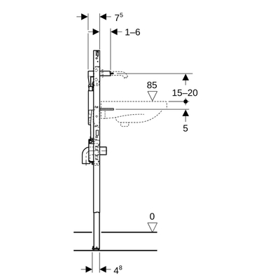Geberit Duofix lavabo 112-130cm un mélangeur mural.