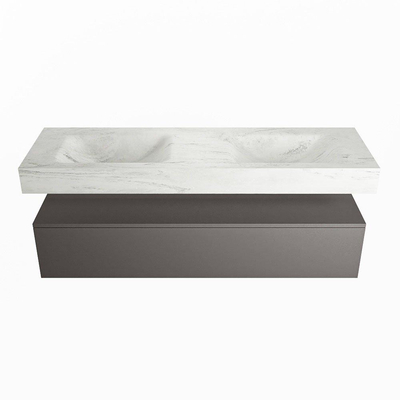 MONDIAZ ALAN - DLUX Badkamermeubelset - 150cm - onderkast - Dark grey - 1 lade - vrijhangende wastafel - 2 wasbakken - 0 kraangaten - Opalo