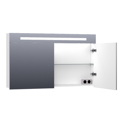 BRAUER 2.0 Spiegelkast - 120x70x15cm - verlichting geintegreerd - 2 links- en rechtsdraaiende spiegeldeuren - MDF - mat wit