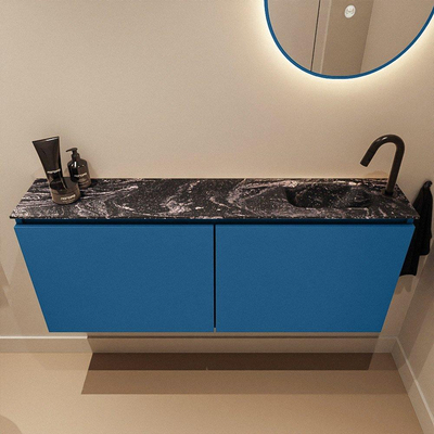 MONDIAZ TURE-DLUX meuble WC 120 cm Jeans. EDEN vasque Lava position à droite. Avec 1 trou de robinet.
