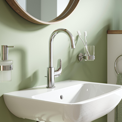GROHE Swift wastafelkraan - l-size - hoog - met draaibare uitloop - met trekwaste - chroom